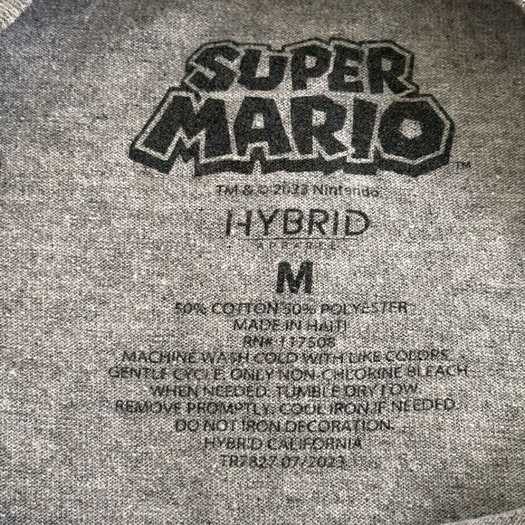 Nintendo Super Mario Kids T-Shirt Gray Size Medium Short Sleeve Crew Tee - Picture 4 of 4
